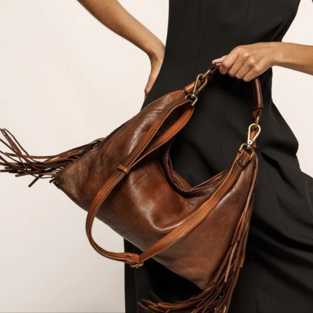 Lusher Bayside84 On the Fringe Genuine Leather Shoulder Crossbody Bag